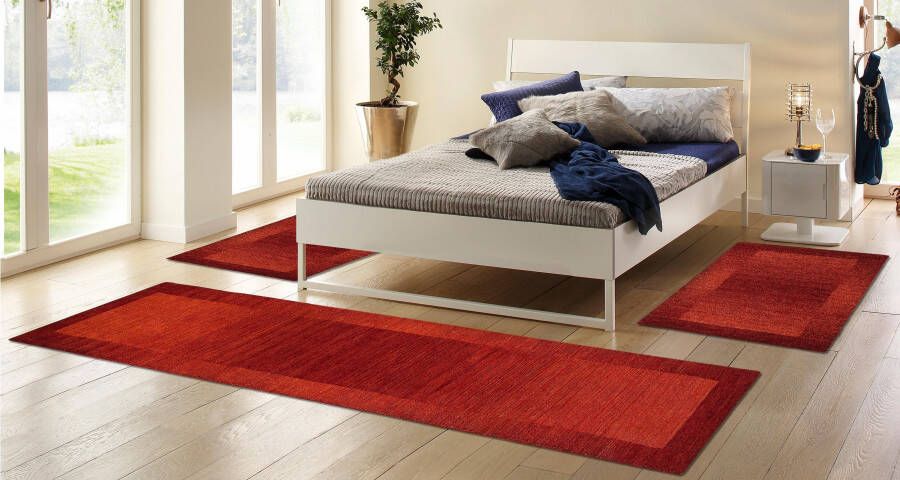 THEKO Set slaapkamerkleedjes Gabbeh Super Slaapkamerkleed zuiver scheerwol met de hand geweven met randdessin loperset