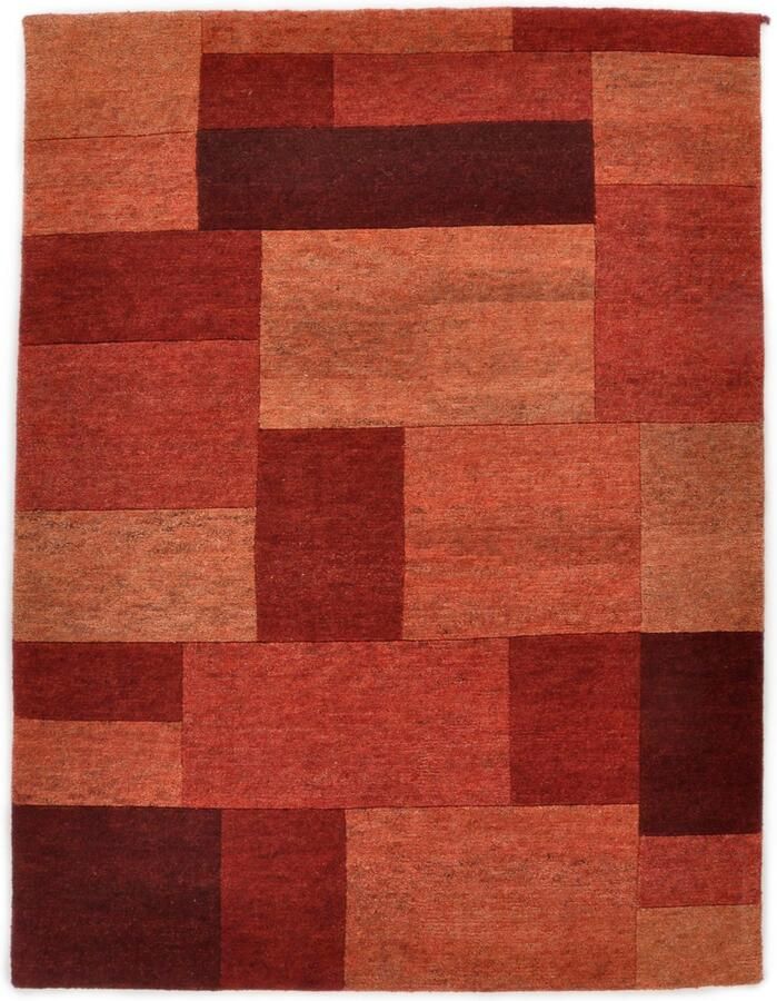 THEKO Wollen kleed Dalas 7709 zuivere wol met de hand geknoopt patchworkdesign