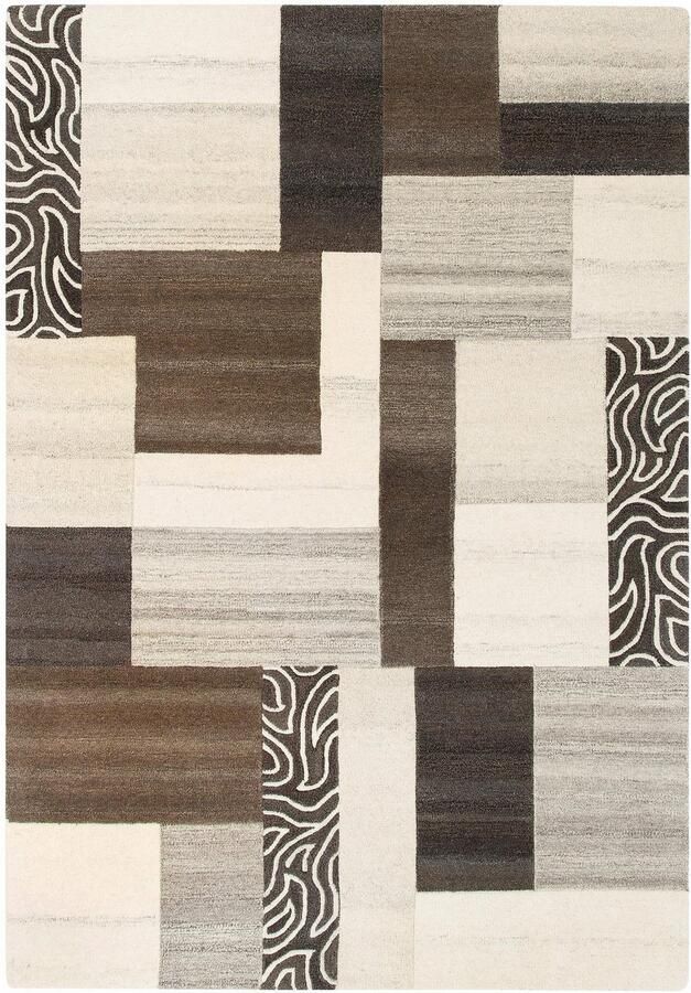 THEKO Wollen kleed Lola wol handgemaakt patchwork ontwerp handgetufted - Foto 3