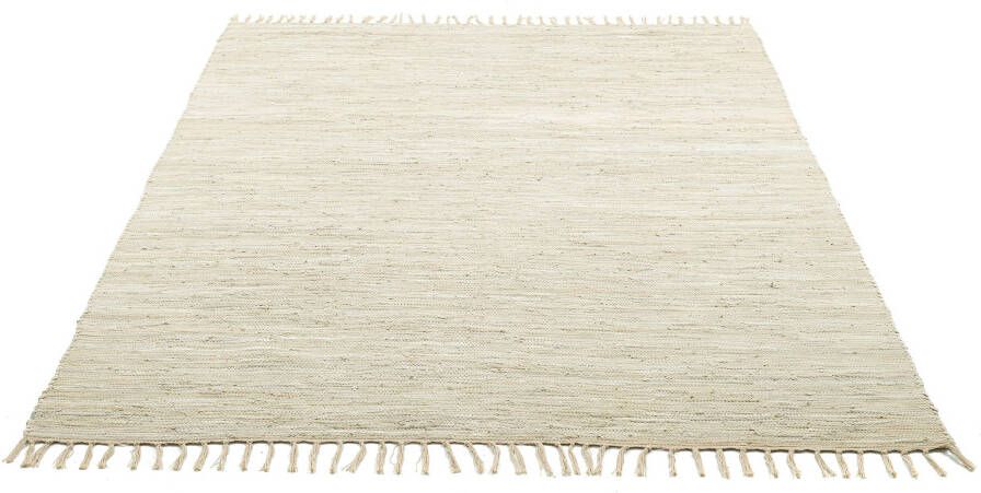 THEKO Vloerkleed Happy Cotton Handgeweven vloerkleed platweefsel puur katoen met de hand geweven met franje
