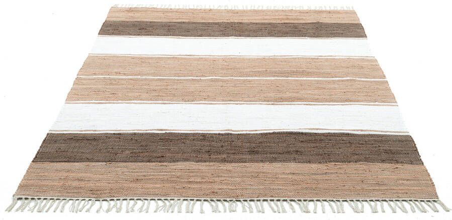 THEKO Vloerkleed Stripe Cotton Platweefsel gestreept puur katoen met de hand geweven met franje - Foto 7
