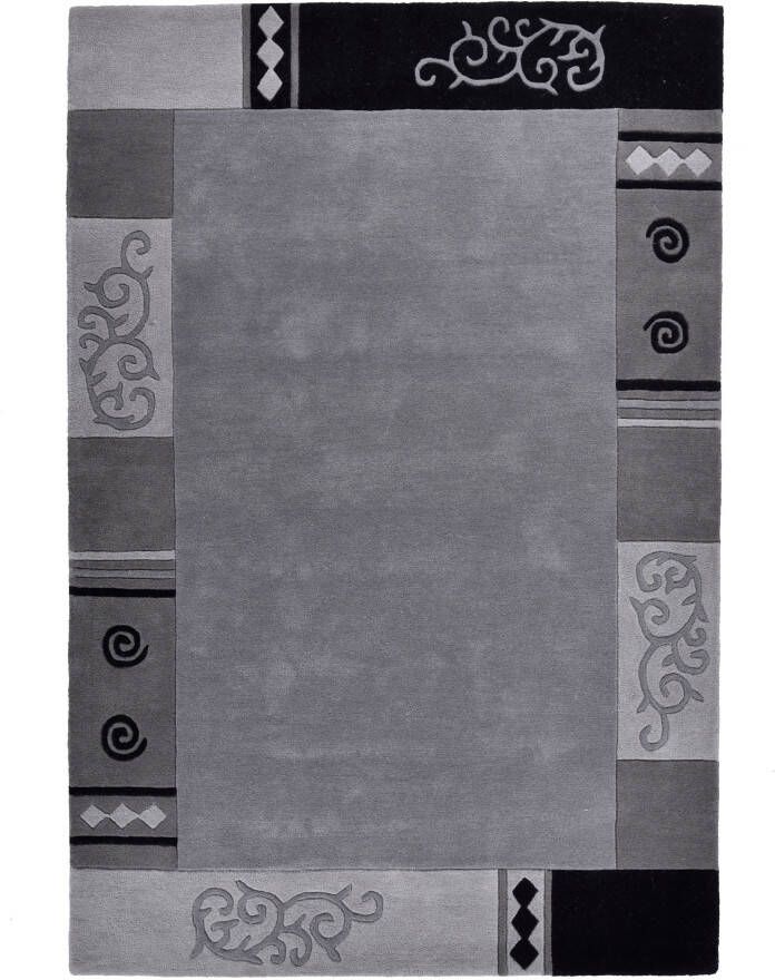 THEKO Wollen kleed AMBADI zuiver scheerwol handgetuft met randdessin modern