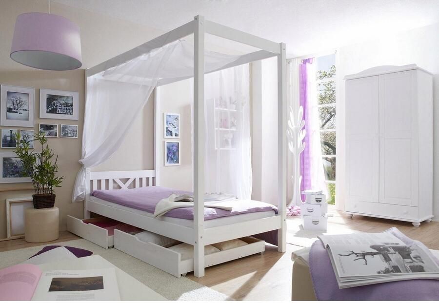 Ticaa Hemelbed LaLuna Hemelbed van massief grenenhout incl. lattenbodem - Foto 3