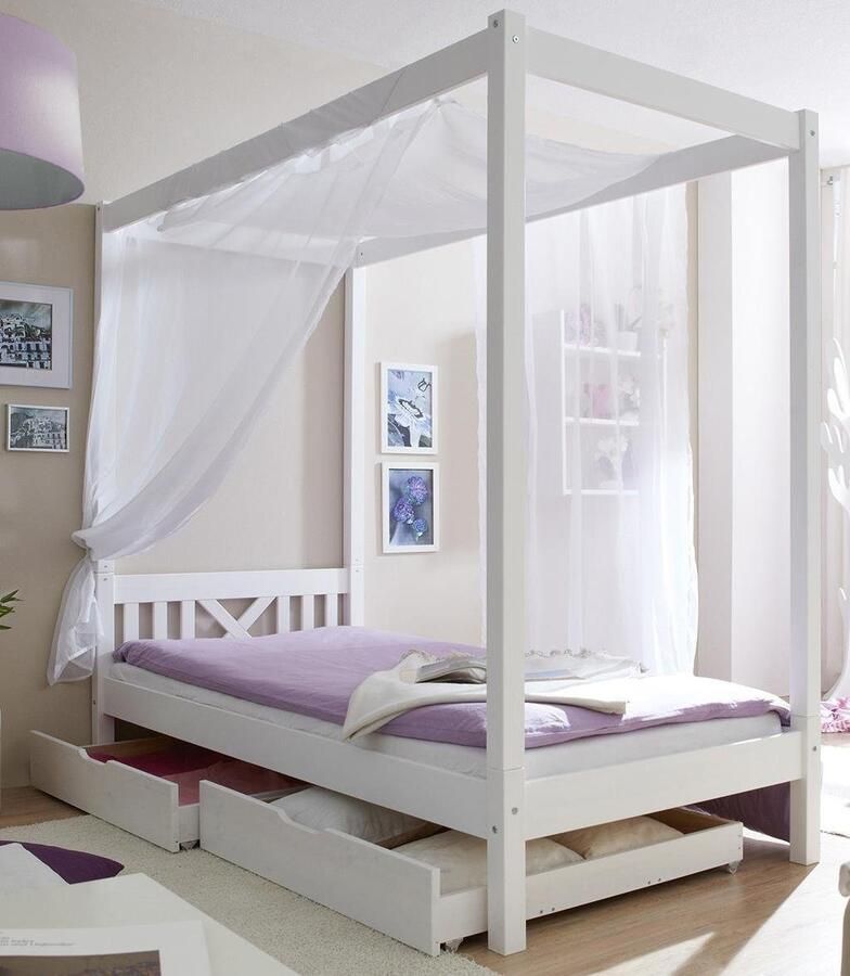 Ticaa Hemelbed LaLuna Hemelbed van massief grenenhout incl. lattenbodem - Foto 2