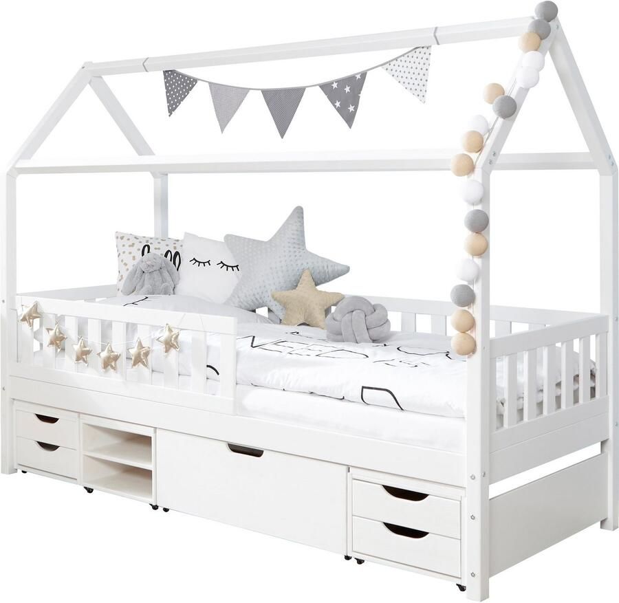 Ticaa Huisbed Droomhuis Huisbed incl. lade rolrooster en matras