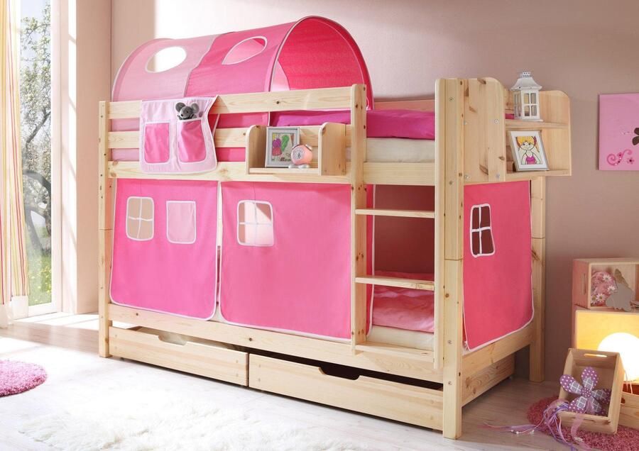 Ticaa Stapelbed Marcel met 2 rolbodems en in verschillende uitvoeringen grenen