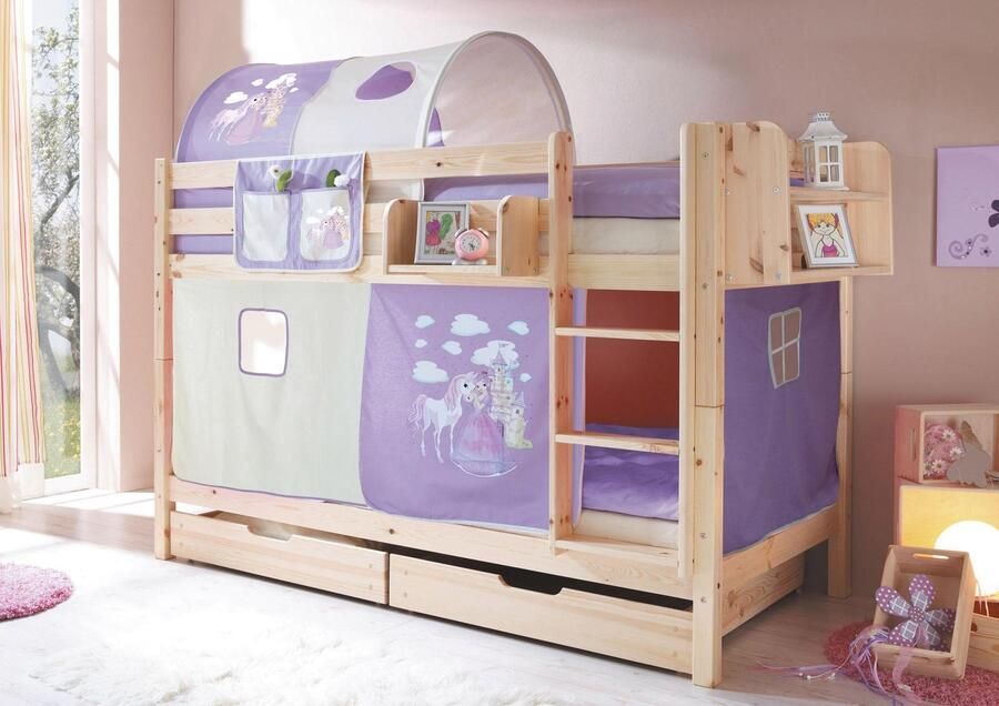 Ticaa Stapelbed Marcel met 2 rolbodems en in verschillende uitvoeringen grenen