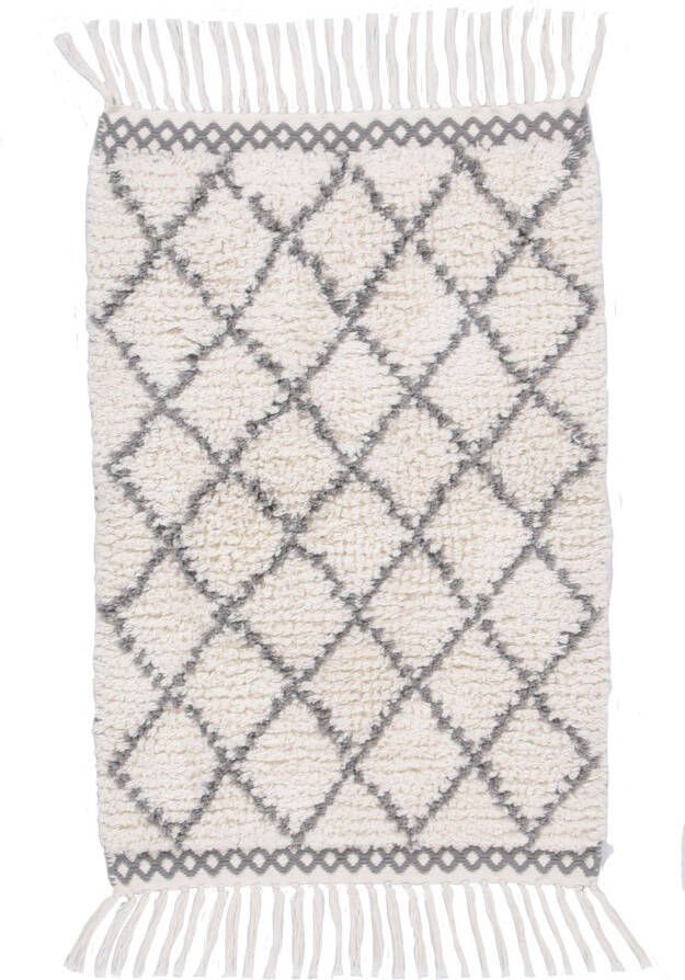 TOM TAILOR HOME Badmat Ethno Bath Badmat Berber-look ruitpatroon met franjes 100% katoen (1 stuk)
