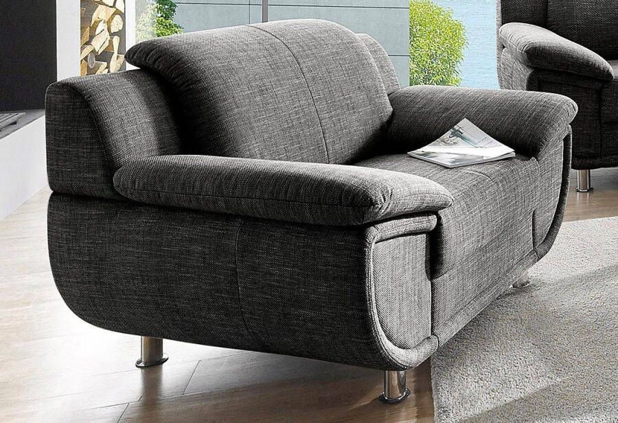 TRENDMANUFAKTUR Fauteuil Rondo breedte 121 cm brede armleuningen chromen poten - Foto 3