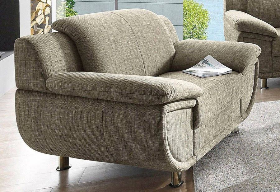 TRENDMANUFAKTUR Fauteuil Rondo breedte 121 cm brede armleuningen chromen poten - Foto 3