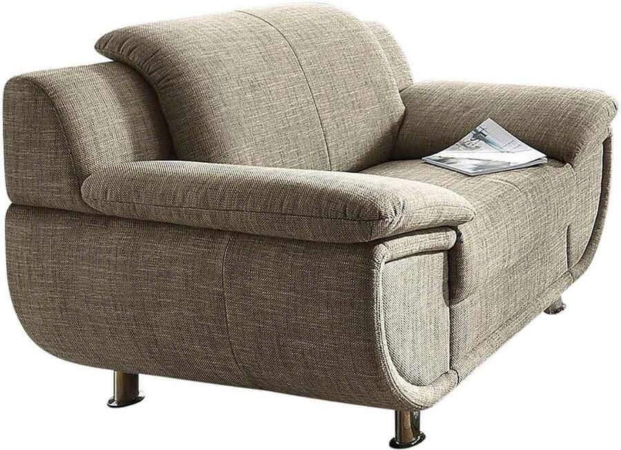 TRENDMANUFAKTUR Fauteuil Rondo breedte 121 cm brede armleuningen chromen poten - Foto 2