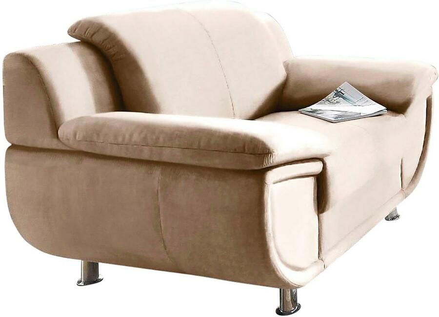 TRENDMANUFAKTUR Fauteuil Rondo breedte 121 cm brede armleuningen chromen poten - Foto 2