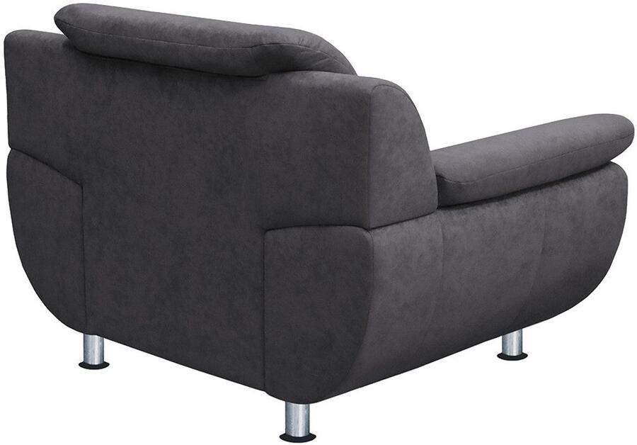 TRENDMANUFAKTUR Fauteuil Rondo breedte 121 cm brede armleuningen chromen poten - Foto 4