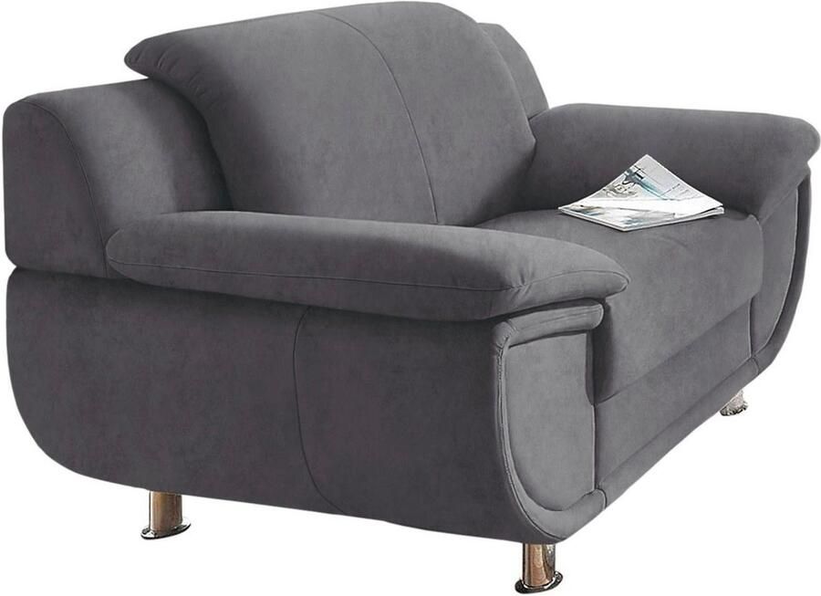 TRENDMANUFAKTUR Fauteuil Rondo breedte 121 cm brede armleuningen chromen poten - Foto 3