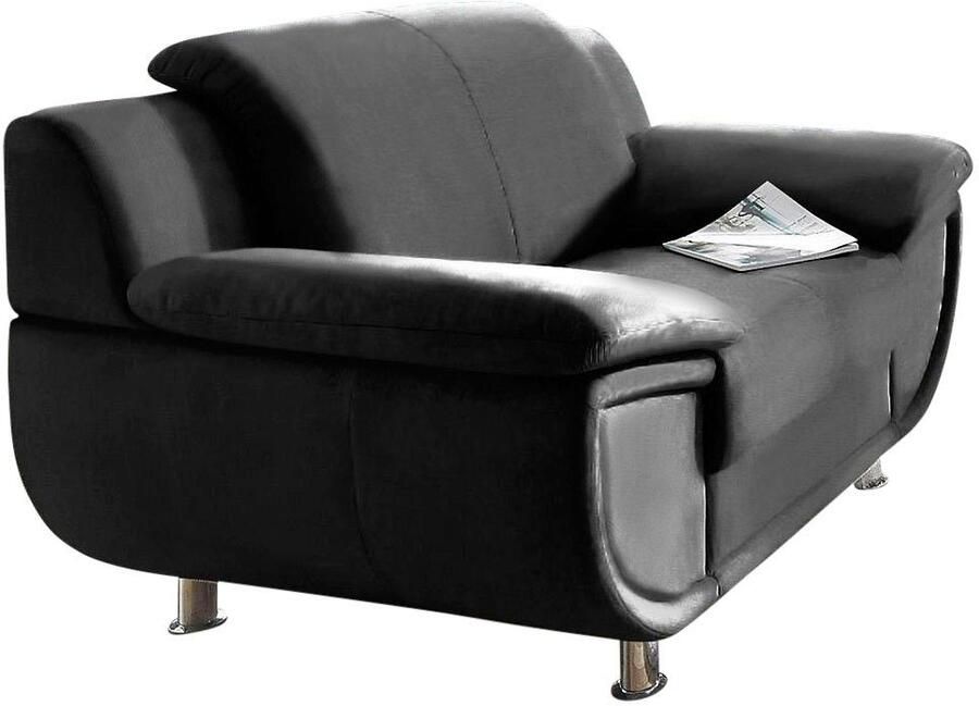 TRENDMANUFAKTUR Fauteuil Rondo breedte 121 cm brede armleuningen chromen poten - Foto 2