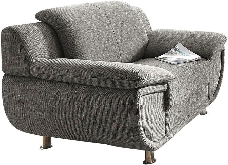 TRENDMANUFAKTUR Fauteuil Rondo breedte 121 cm brede armleuningen chromen poten - Foto 2