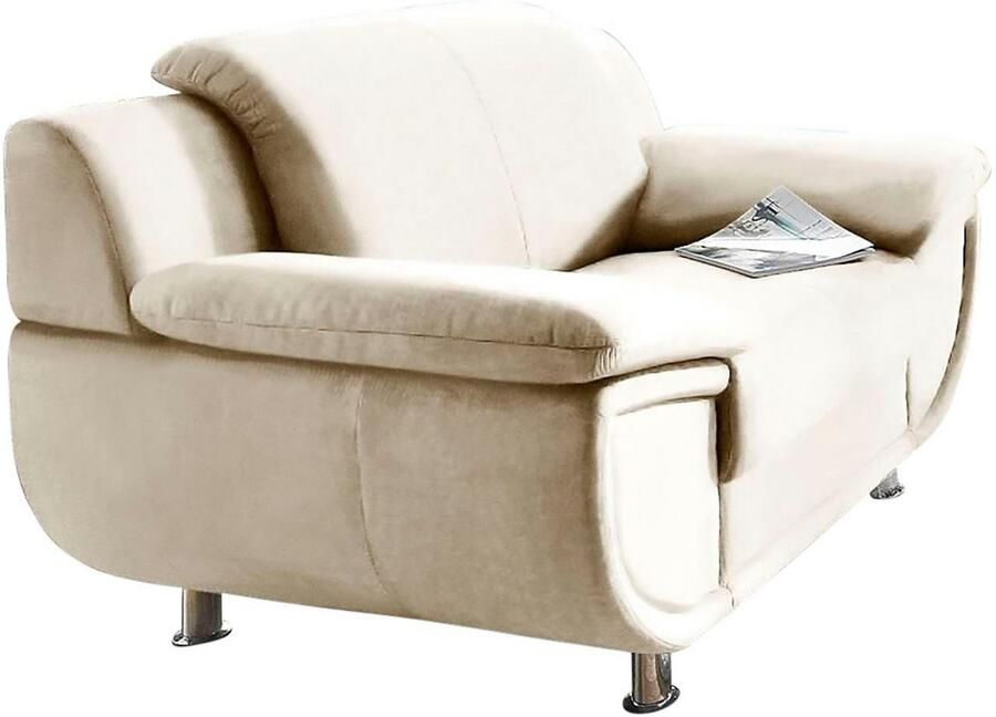 TRENDMANUFAKTUR Fauteuil Rondo breedte 121 cm brede armleuningen chromen poten - Foto 2