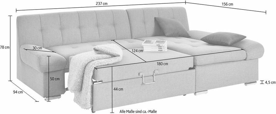TRENDMANUFAKTUR Hoekbank Reggae modern en comfortabel actuele materiaalcombinatie L-vorm - Foto 2