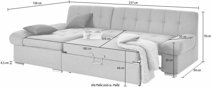 TRENDMANUFAKTUR Hoekbank Reggae modern en comfortabel actuele materiaalcombinatie L-vorm - Foto 3