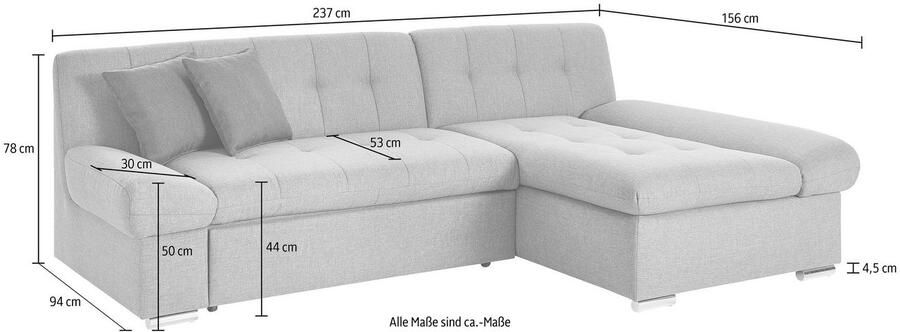 TRENDMANUFAKTUR Hoekbank Reggae modern en comfortabel actuele materiaalcombinatie L-vorm - Foto 2