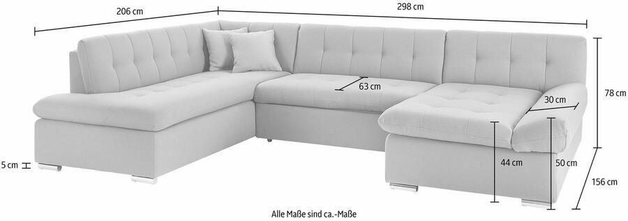 TRENDMANUFAKTUR Zithoek Reggae modern en comfortabel actuele materiaalcombinatie U-vorm - Foto 2