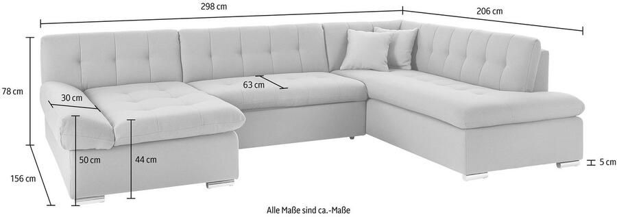 TRENDMANUFAKTUR Zithoek Reggae modern en comfortabel actuele materiaalcombinatie U-vorm - Foto 2