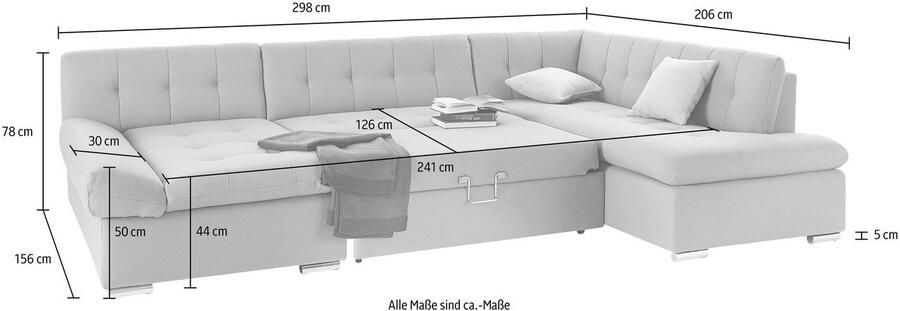 TRENDMANUFAKTUR Zithoek Reggae modern en comfortabel actuele materiaalcombinatie U-vorm - Foto 3
