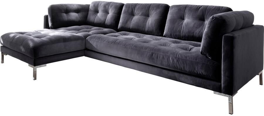 Trends by HG Hoekbank Landau L-vorm in cordstof met metalen voet - Foto 4