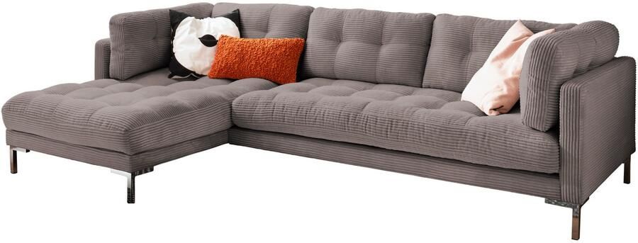 Trends by HG Hoekbank Landau L-vorm in cordstof met metalen voet - Foto 3