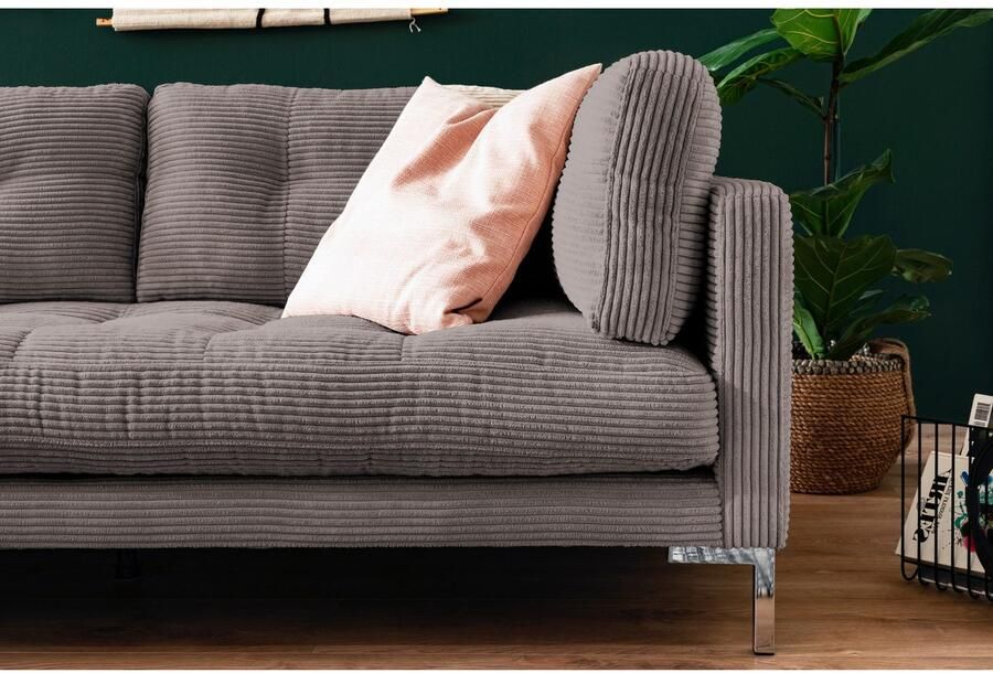 Trends by HG Hoekbank Landau L-vorm in cordstof met metalen voet