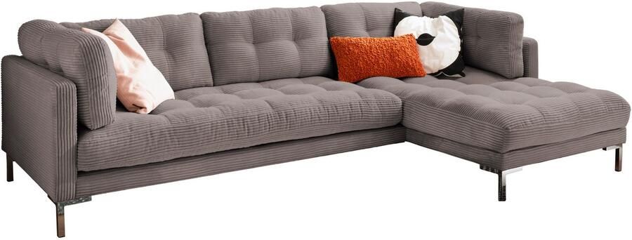 Trends by HG Hoekbank Landau L-vorm in cordstof met metalen voet - Foto 4