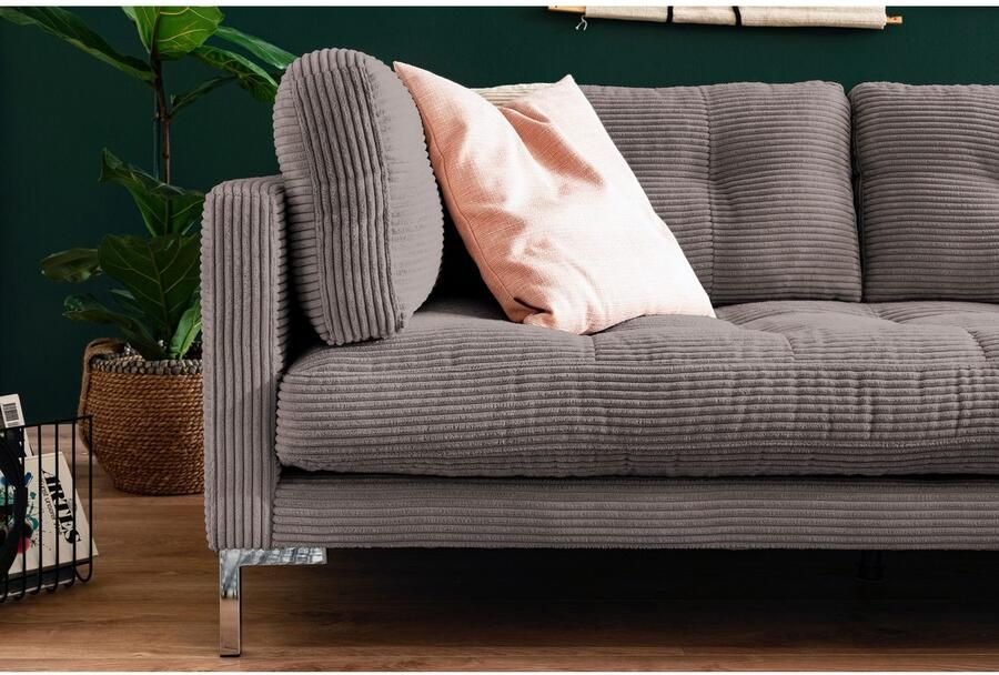 Trends by HG Hoekbank Landau L-vorm in cordstof met metalen voet