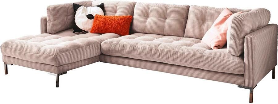 Trends by HG Hoekbank Landau L-vorm in cordstof met metalen voet - Foto 6