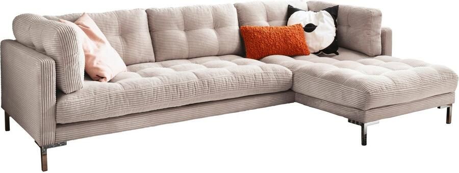 Trends by HG Hoekbank Landau L-vorm in cordstof met metalen voet - Foto 6