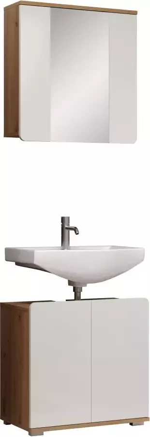 Trendteam smart living Ciara badkamer met spiegelkast artisanaal eiken decor wit hoogglans - Foto 2