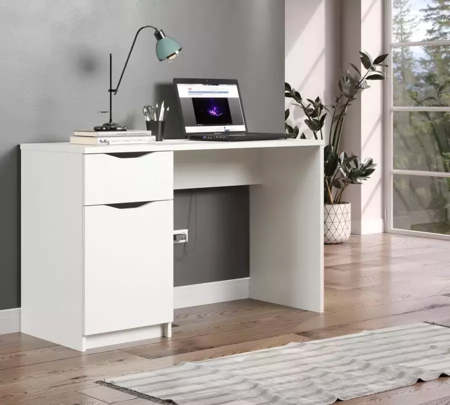 Trendteam smart living bureau Basix 120 x 76 x 50 cm wit met groot werkoppervlak