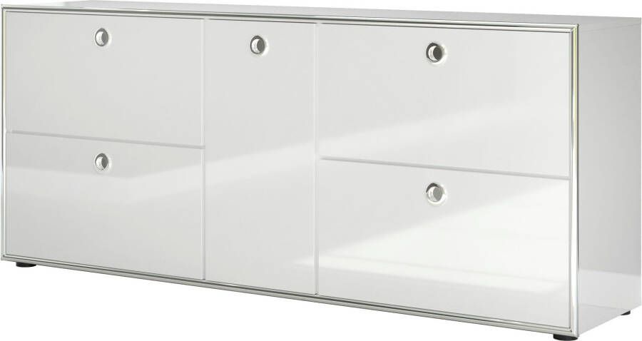 Trendteam Infinity dressoir 1 deur 4 kleppen wit hoogglans chroom - Foto 2