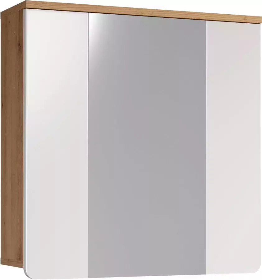 Trendteam smart living Spiegelkast houtmateriaal wit hoogglans Artisan eiken 60 x 62 x 19 cm