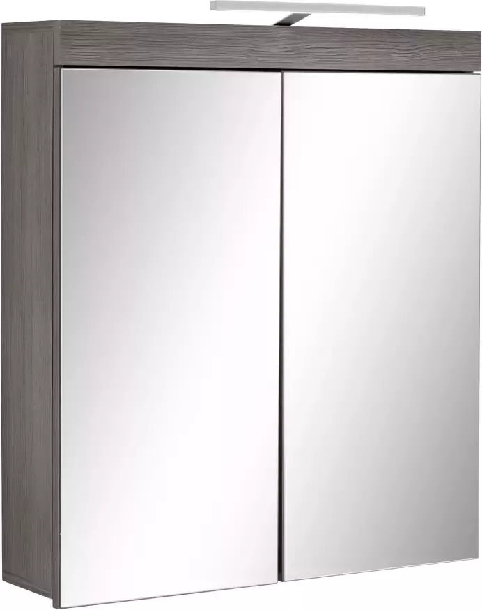 Trendteam smart living badkamer spiegelkast spiegel Miami 72 x 79 x 17 cm in gerookt zilver decor inclusief LED verlichting