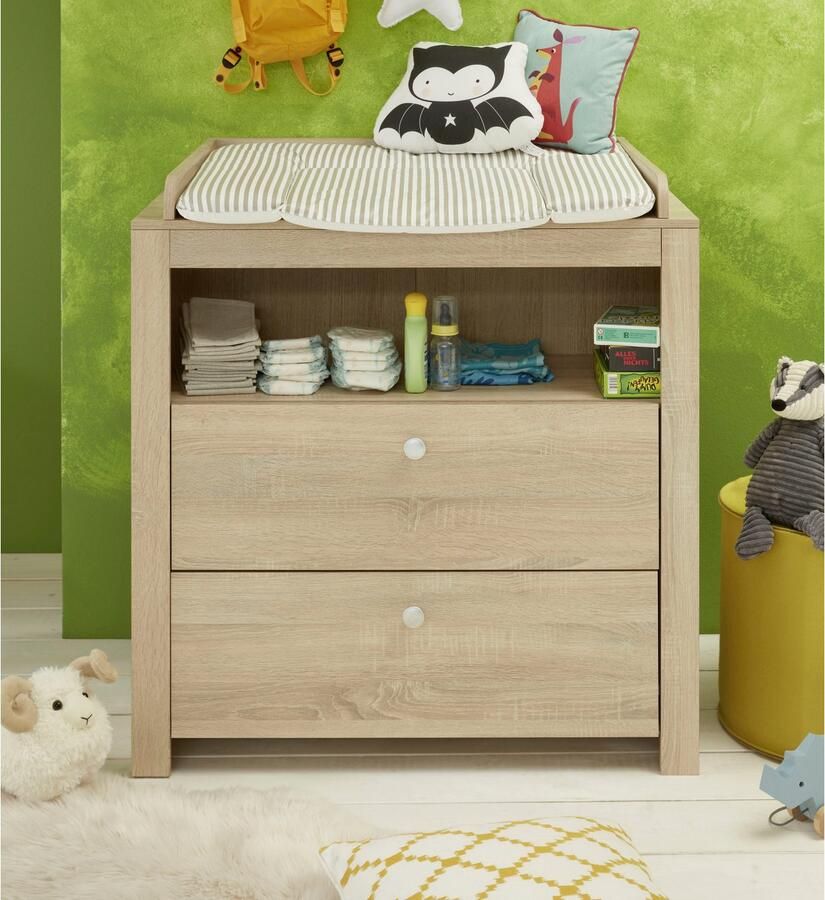 Trendteam smart living babykamer commode olivia 0 x 0 x 0 cm eiken ruw gezaagd licht met veel opbergruimte en royaal aankleedvlak - Foto 2