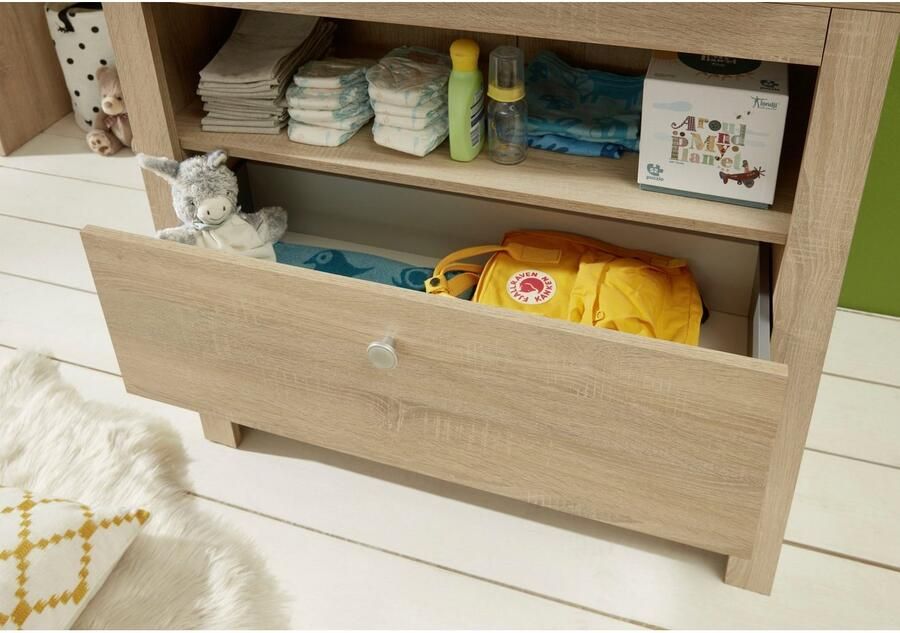 Trendteam smart living babykamer commode olivia 0 x 0 x 0 cm eiken ruw gezaagd licht met veel opbergruimte en royaal aankleedvlak - Foto 4