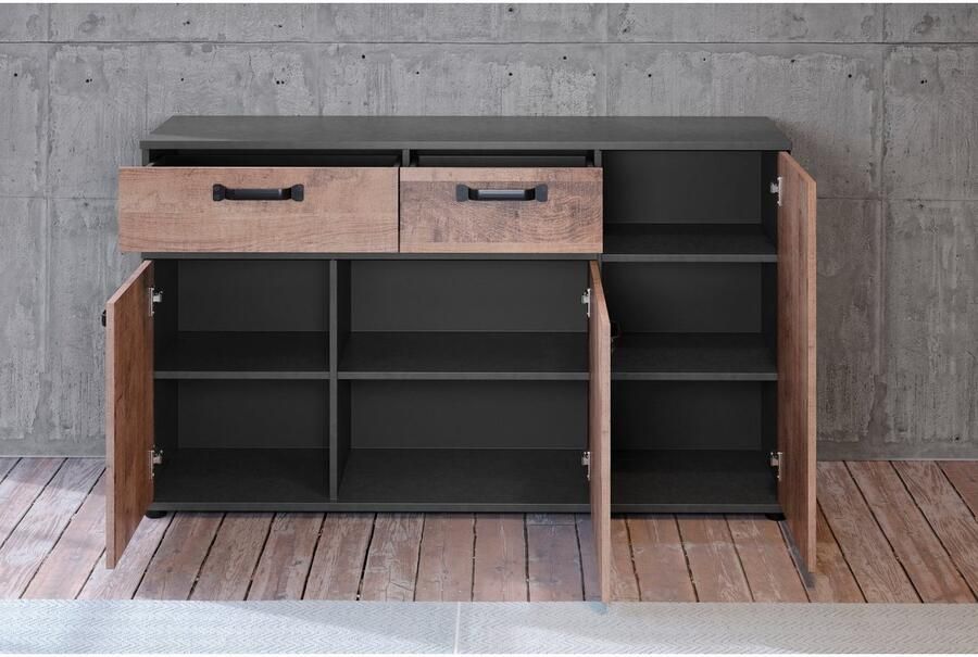 Trendteam Dressoir Stripe Rustieke commode met 2 lades en 7 vakken 142 41 83 cm - Foto 6
