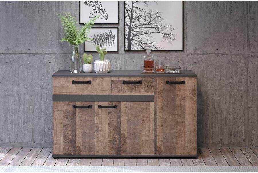 Trendteam Dressoir Stripe Rustieke commode met 2 lades en 7 vakken 142 41 83 cm - Foto 7