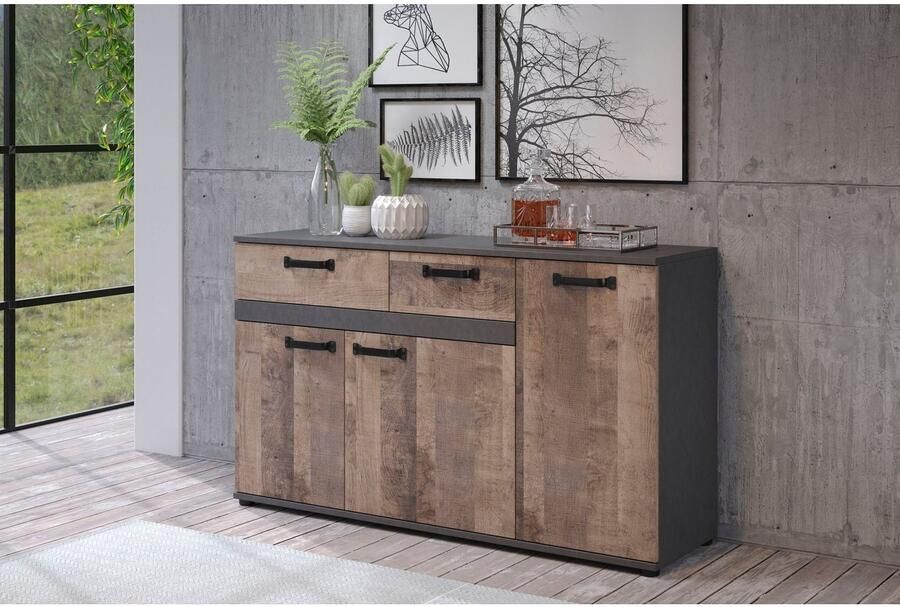 Trendteam Dressoir Stripe Rustieke commode met 2 lades en 7 vakken 142 41 83 cm - Foto 5