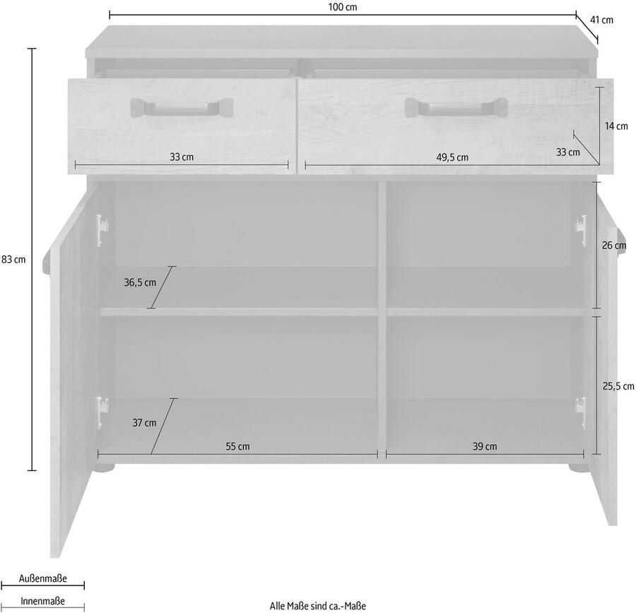 Trendteam Kast Stripe Rustiek sideboard met 2 lades (B D H) 100 41 83 cm - Foto 2