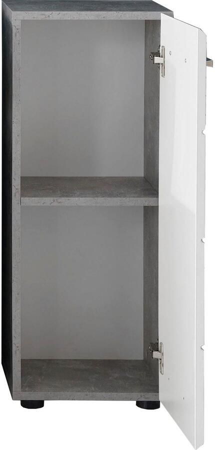 Trendteam Onderkast Nano Badkommode in wit hoogglans beton met chroom glanzende grepen - Foto 6