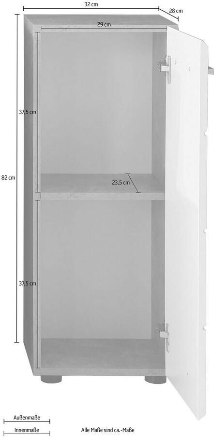 Trendteam Onderkast Nano Badkommode in wit hoogglans beton met chroom glanzende grepen - Foto 5