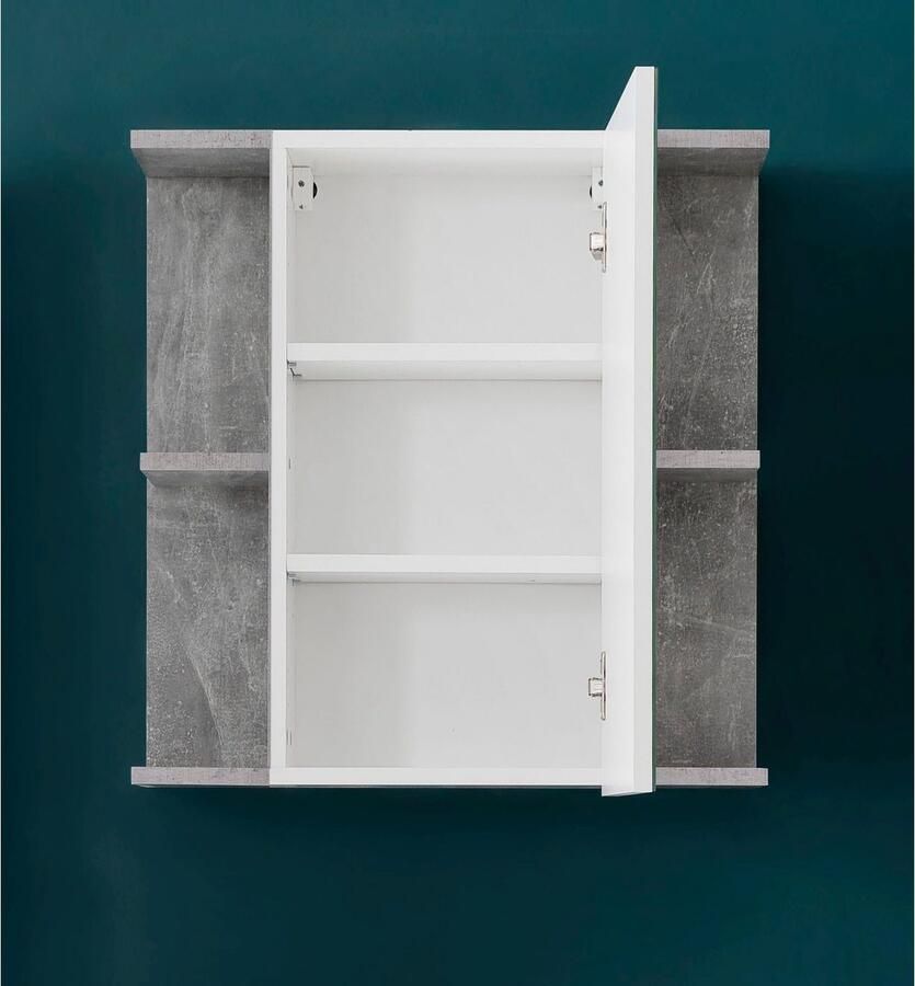 Trendteam smart living trendteam badkamer spiegelkast spiegel Nano 60 x 62 x 20 cm in beton stone melamine incl. verlichting - Foto 2