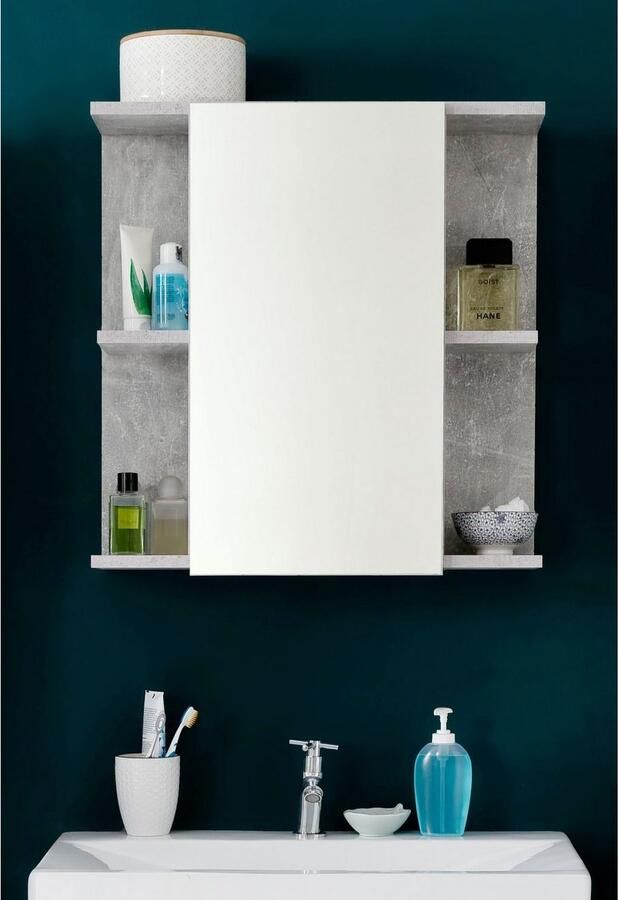 Trendteam smart living trendteam badkamer spiegelkast spiegel Nano 60 x 62 x 20 cm in beton stone melamine incl. verlichting - Foto 4
