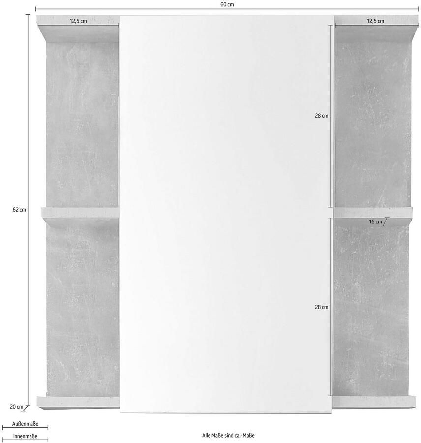 Trendteam smart living Badkamer spiegelkast spiegel Nano 60 x 62 x 20 cm in beton Stone melamine zonder verlichting - Foto 2